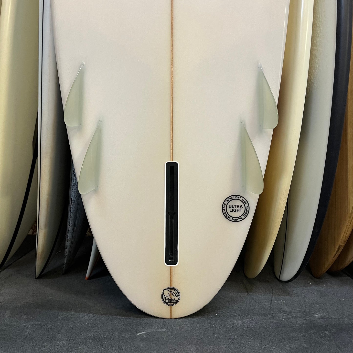 Channel Islands Bonzer Biscuit 5'8" secondhand surfboard fin box close-up
