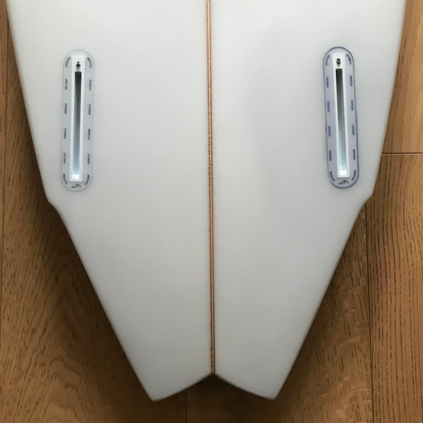 Channel Islands Free Scrubber 5'8" secondhand surfboard fin box close-up