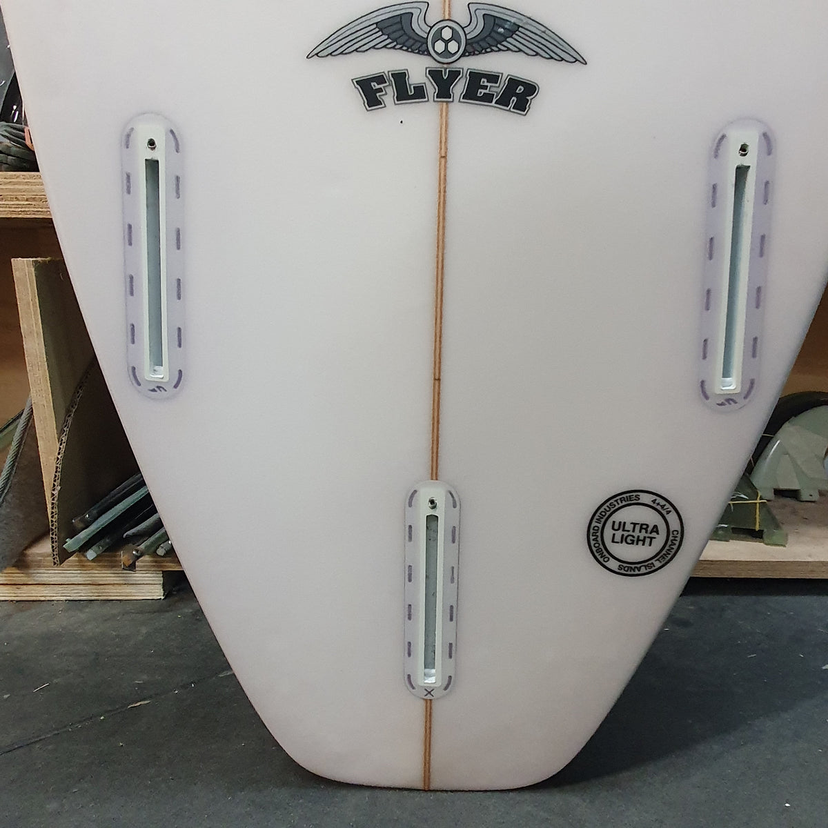 Channel Islands OG Flyer 6'0" secondhand surfboard fin box close-up