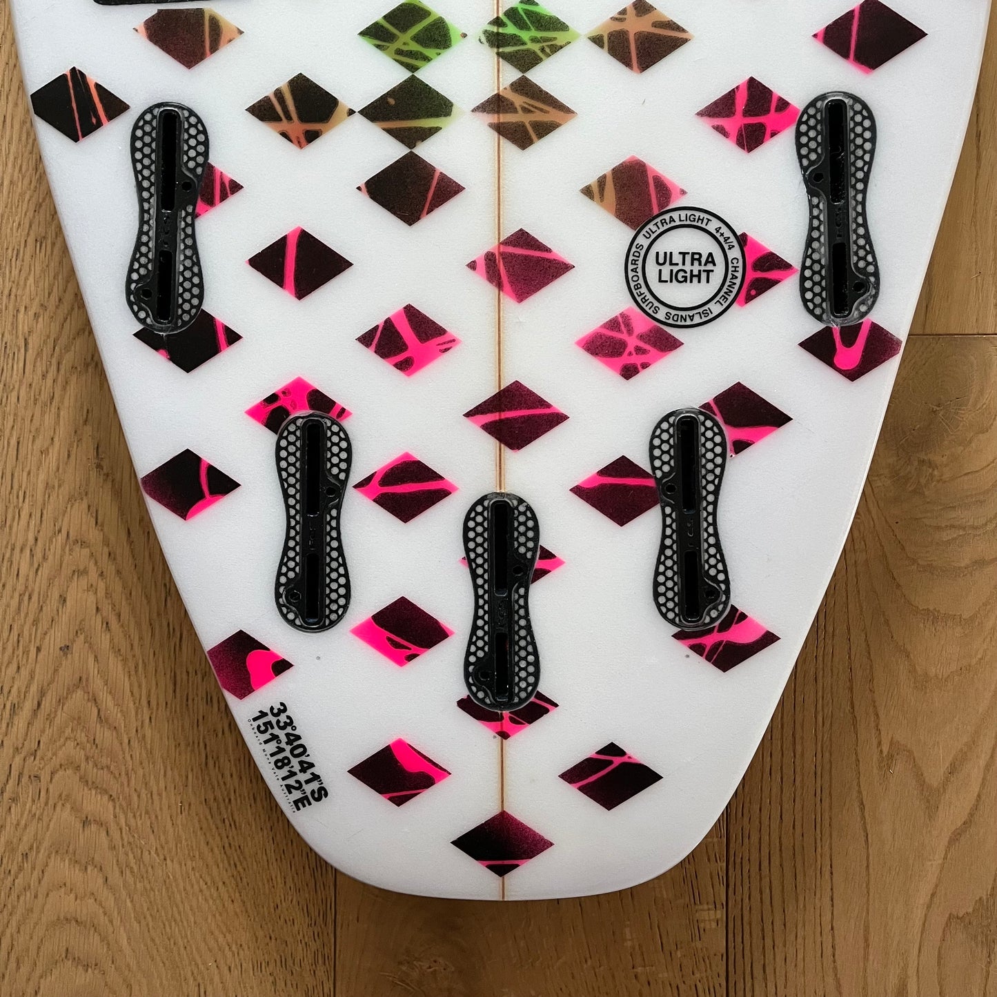 Channel Islands Ultra Joe 6'0" secondhand surfboard fin box close-up