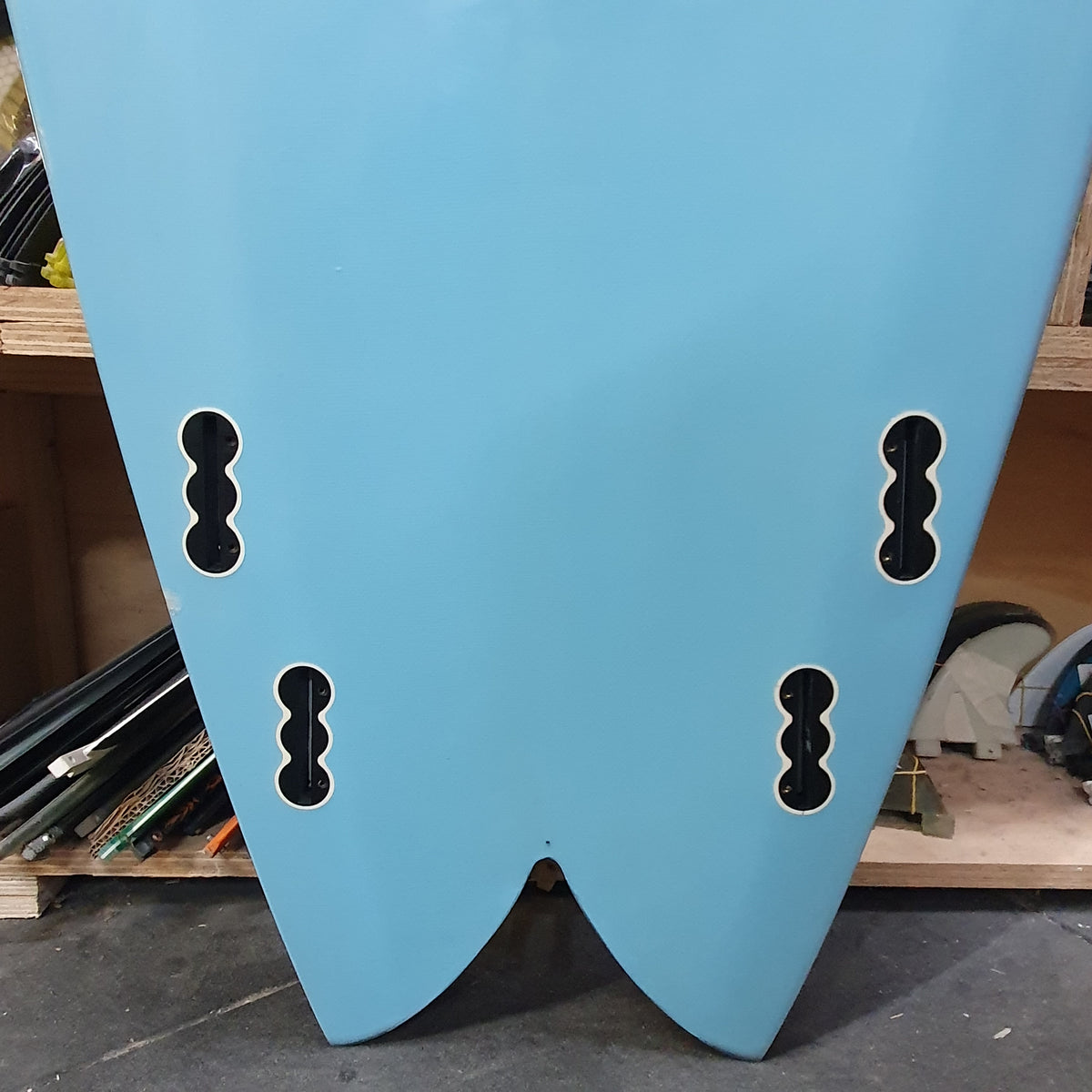 Diverse Quad Fish 5'11" secondhand surfboards fin box close-up