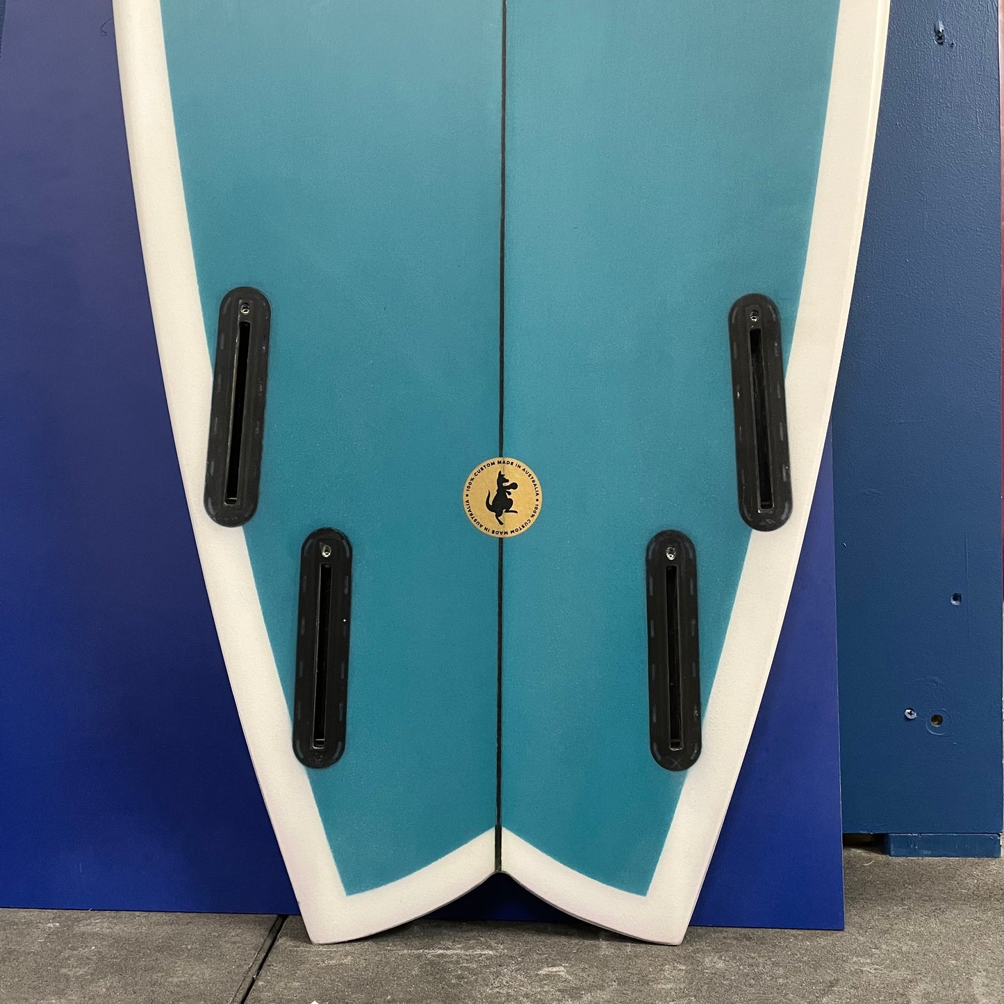 Yugen Buri 5'8" secondhand surfboard fin box close-up