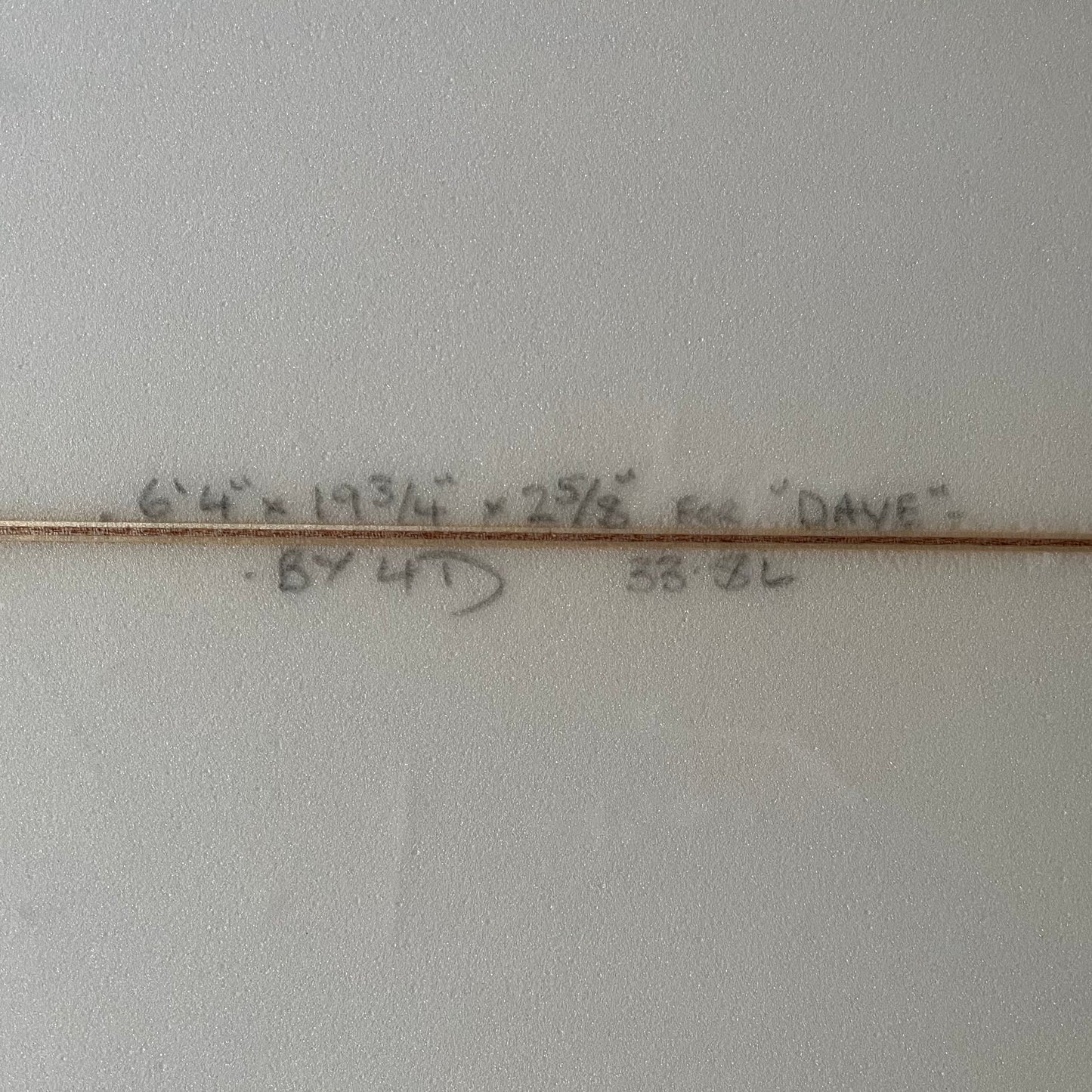 4D Surfboards Two Swords 6'4" secondhand surfboard dimensions close-up