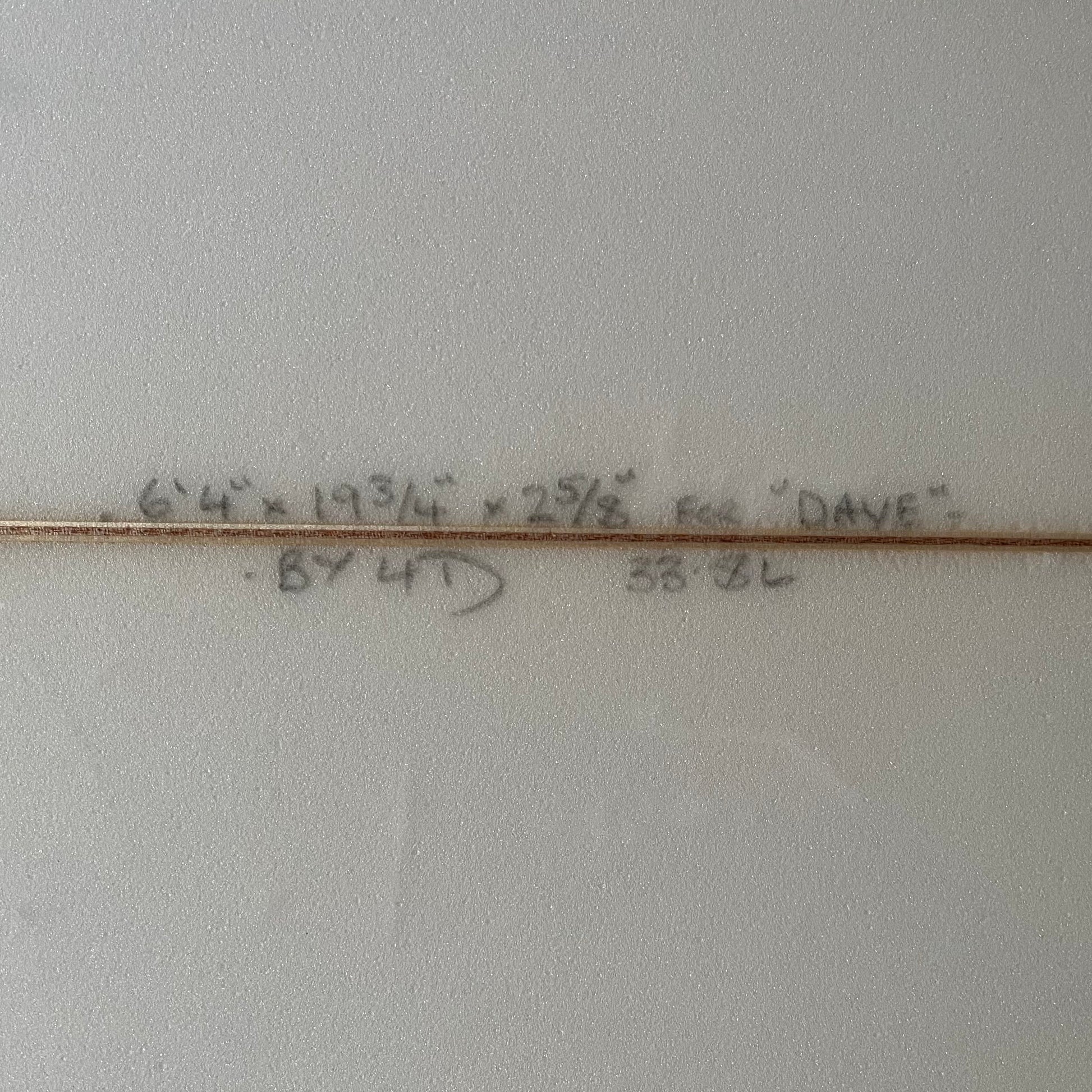 4D Surfboards Two Swords 6'4" secondhand surfboard dimensions close-up