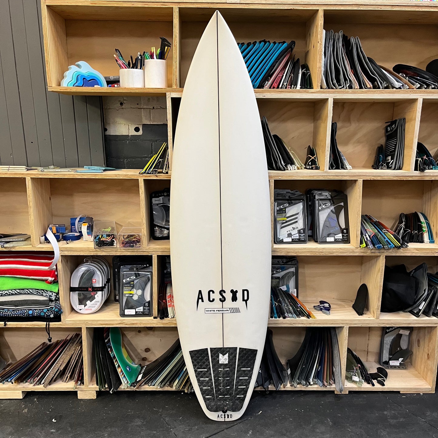 ACSOD White Ferrari 5'11" secondhand surfboard top view