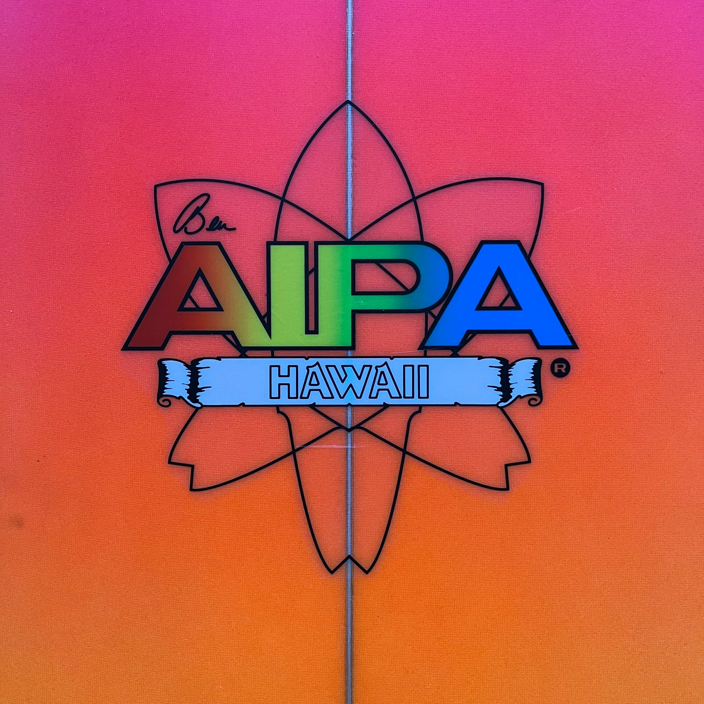Aipa Da Kaiser 5'10" secondhand surfboard brand logo close-up