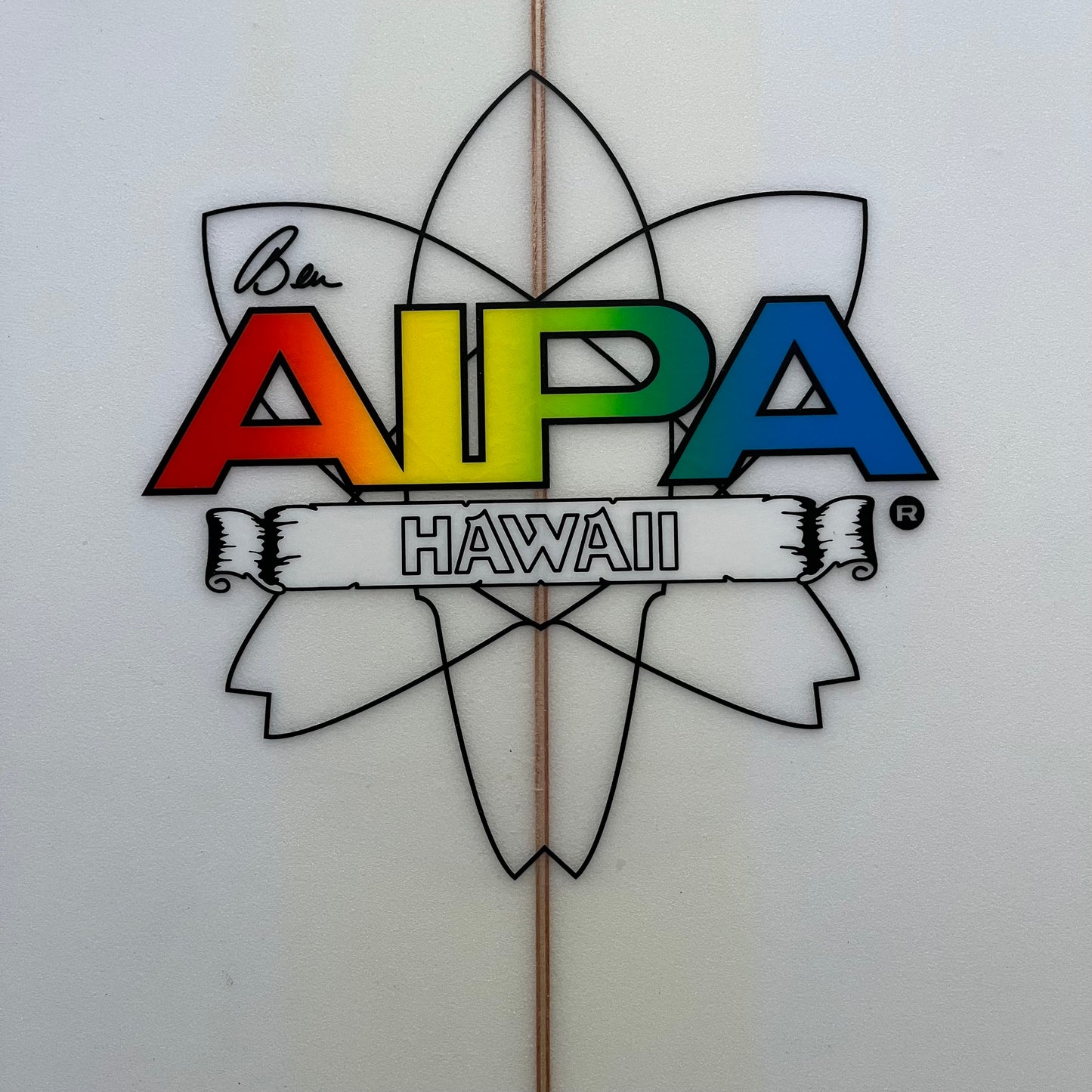 Aipa Da Kaiser 5'10" secondhand surfboard brand logo close-up