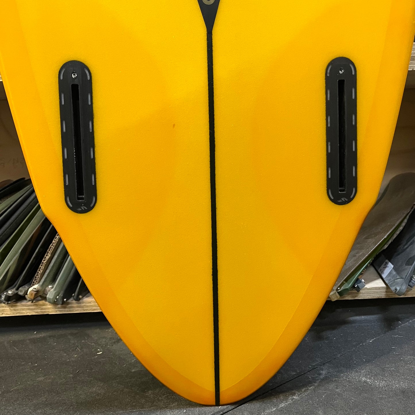 Album Darkness 6'9" secondhand surfboard fin box close-up