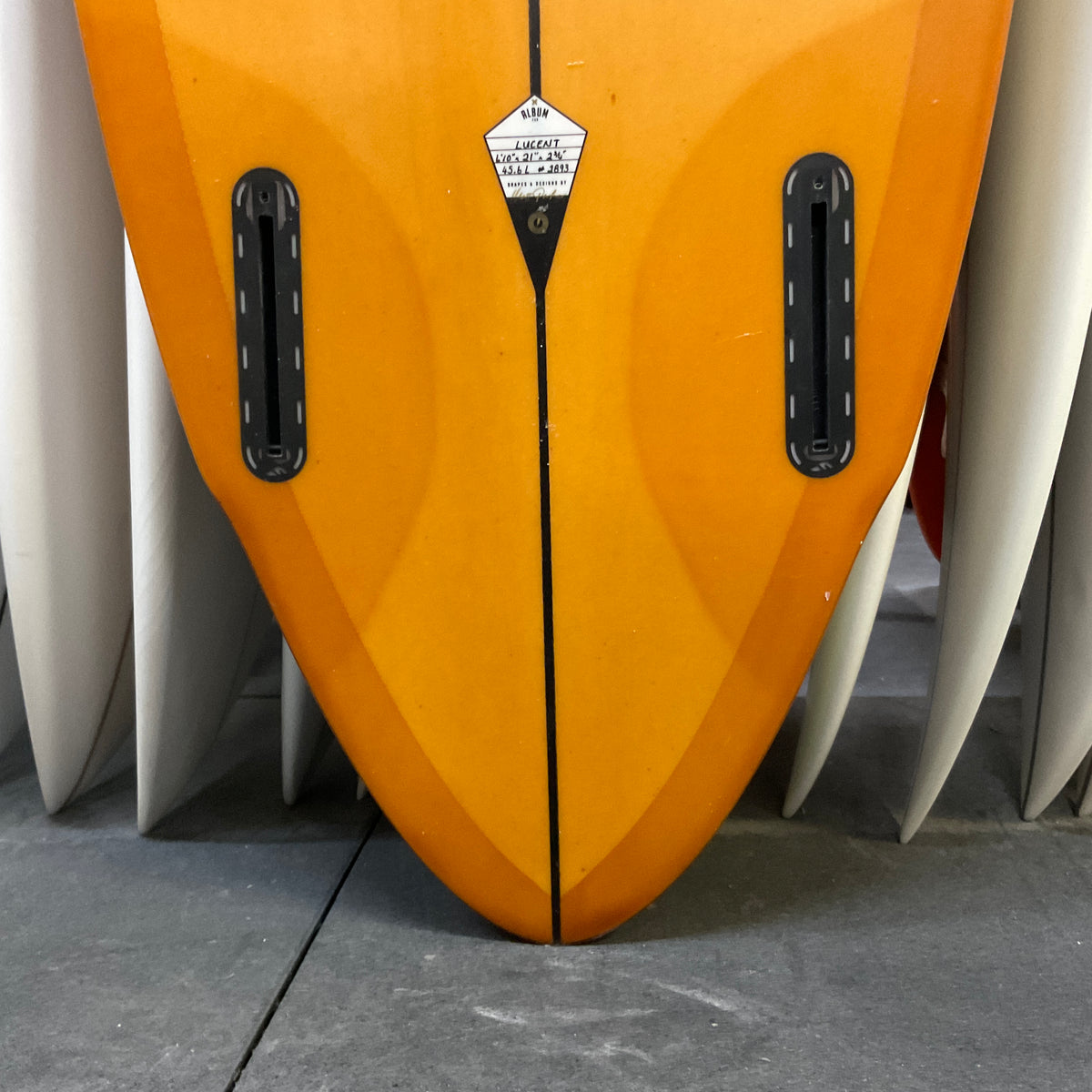 Album Lucent 6'10" secondhand surfboards fin box close-up