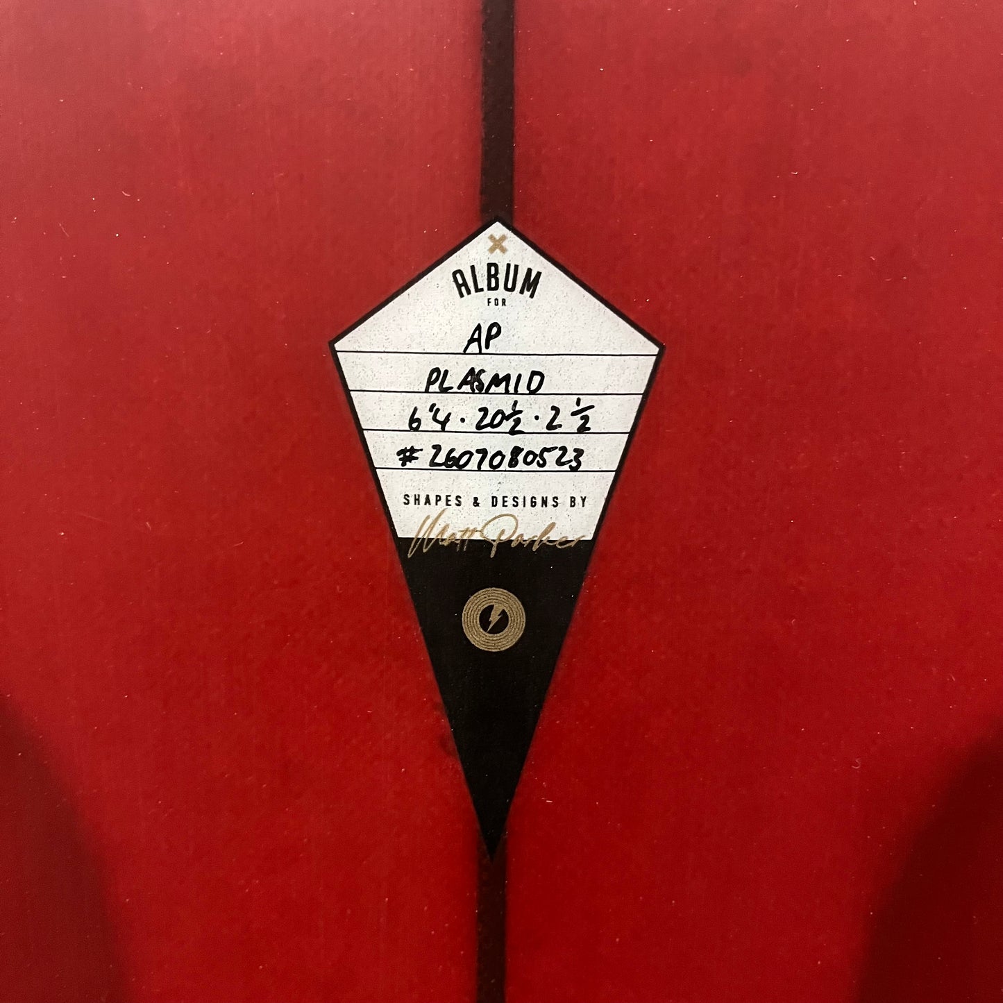 Album Plasmid 6'4" secondhand surfboard dimensions close-up