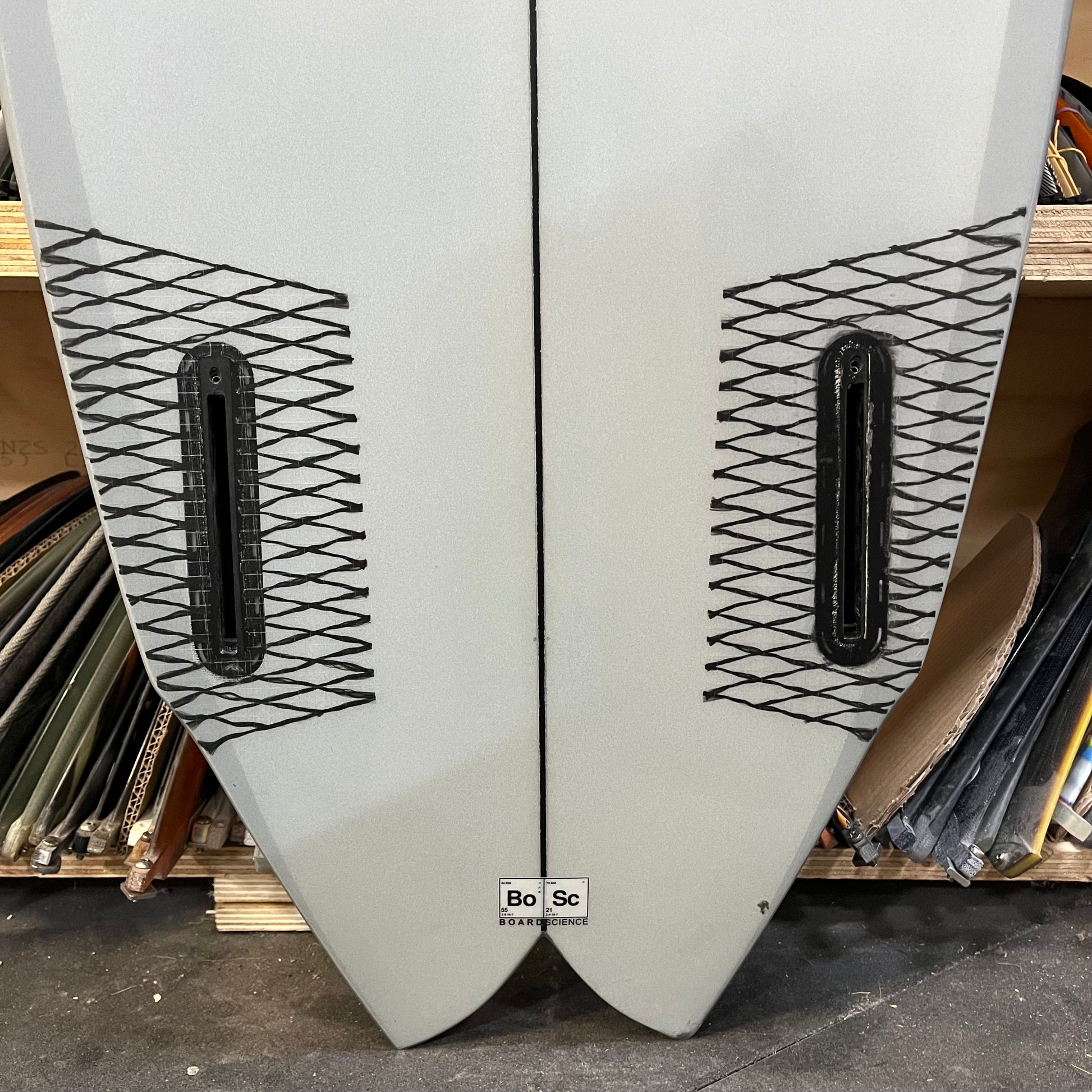 Album Twinsman 5'3" secondhand surfboard fin box close-up