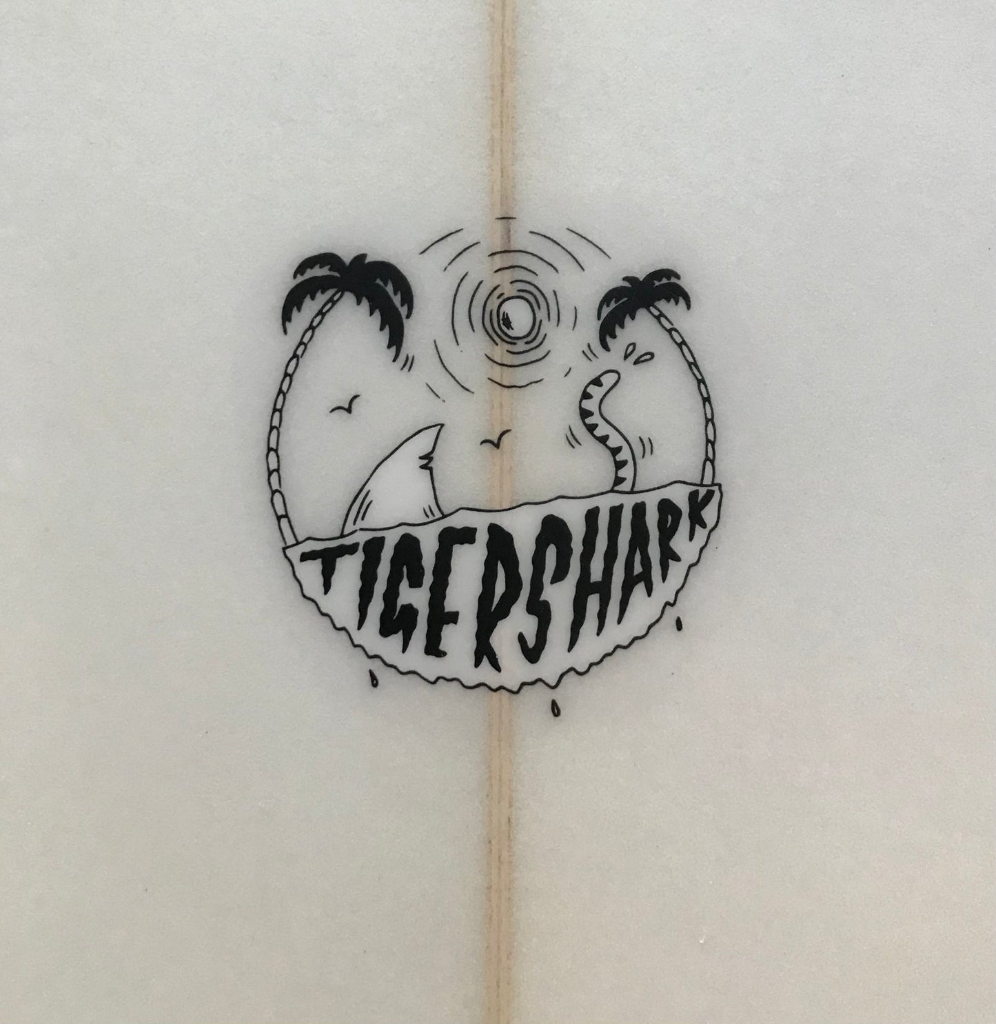 Annesley Tiger Shark 6'1" secondhand surfboard model logo close-up
