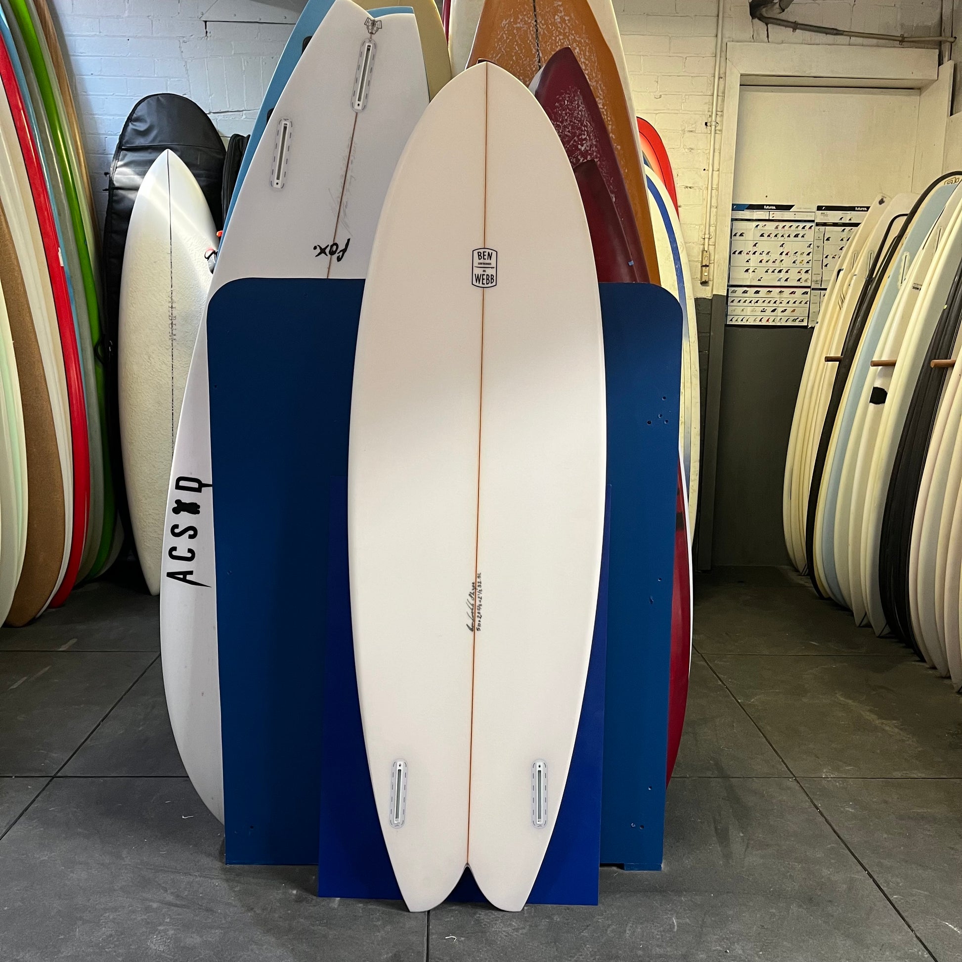 Ben Webb Surfboards Loafer Fish 5'10" secondhand surfboard bottom view