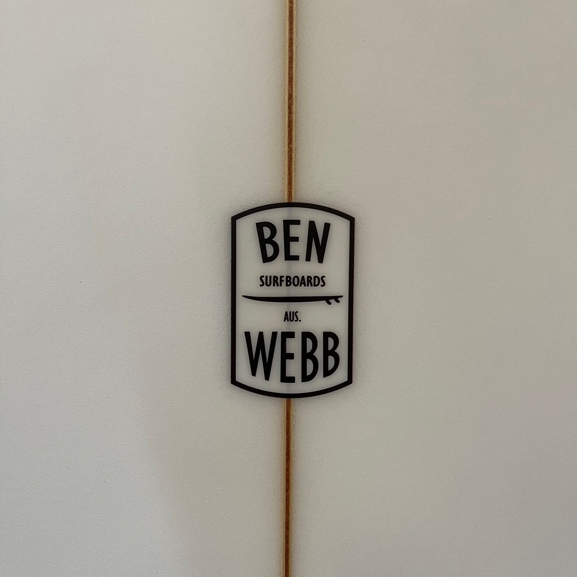 Ben Webb Surfboards Loafer Fish 5'10" secondhand surfboard brand logo close-up