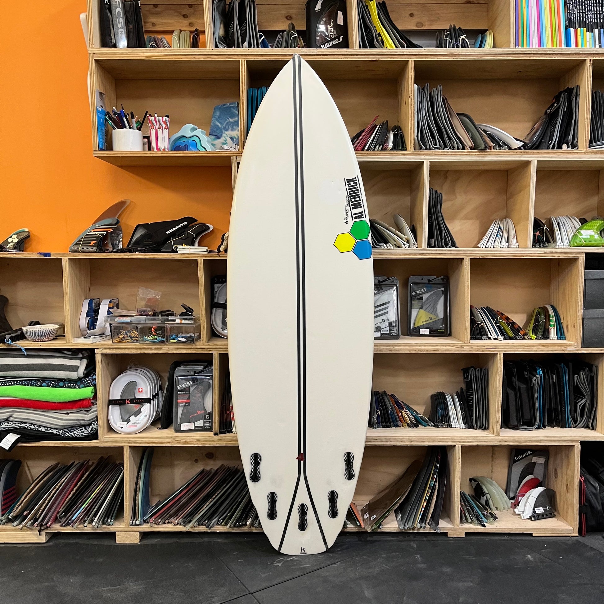 Channel Islands #4 6'0" secondhand surfboard bottom view