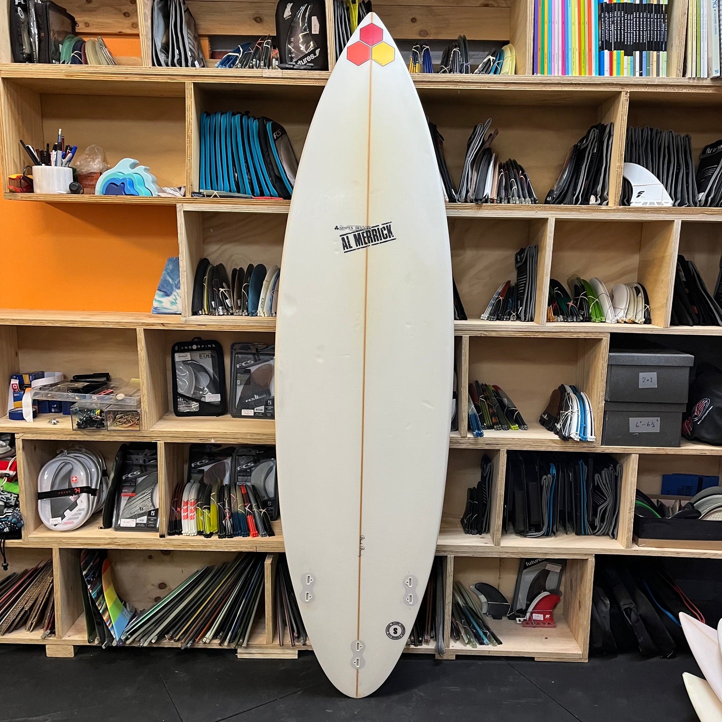 Channel Islands Black Beauty 6'9" secondhand surfboard bottom view