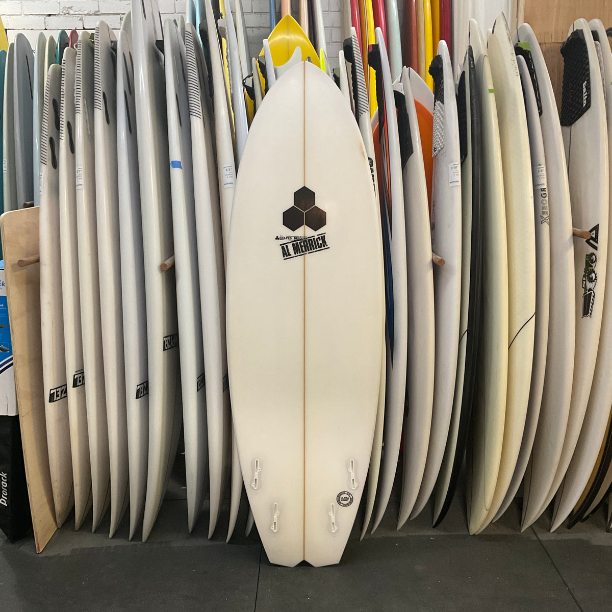 Channel Islands Bobby Quad 5'6" secondhand surfboards bottom view
