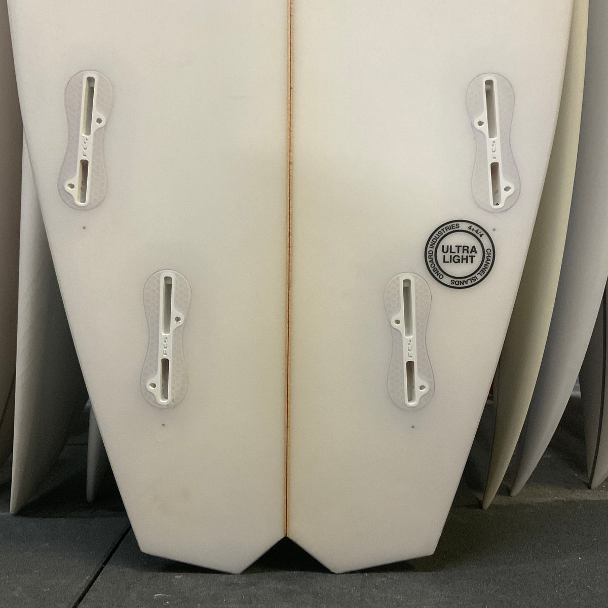 Channel Islands Bobby Quad 5'6" secondhand surfboards fin box close-up