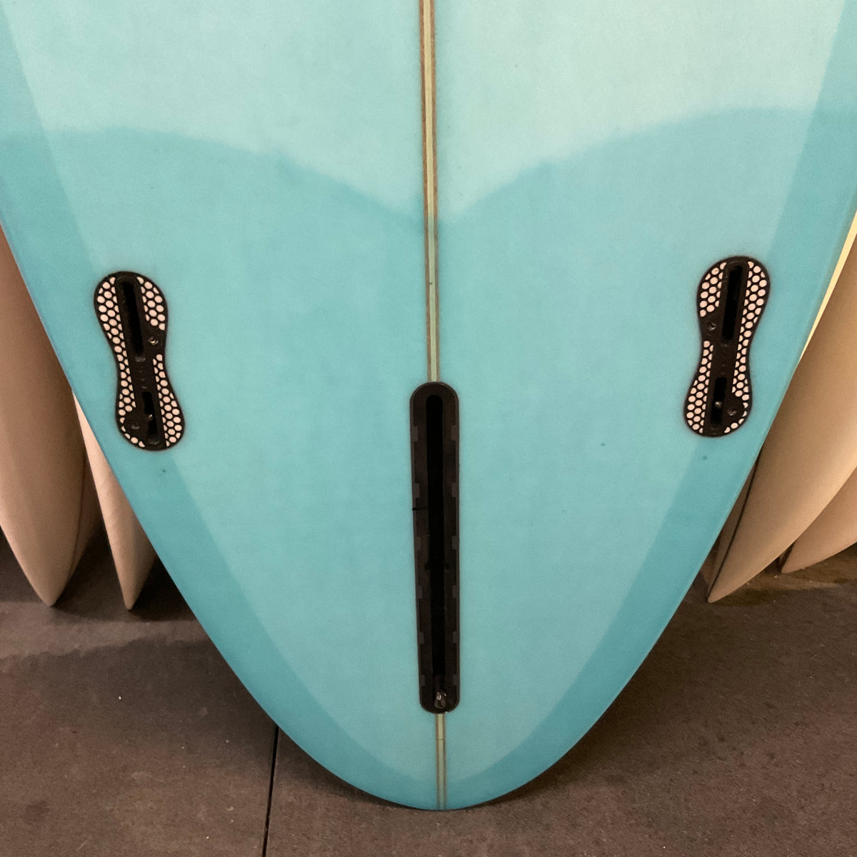 Channel Islands CI Mid 6'8" secondhand surfboard fin box close-up