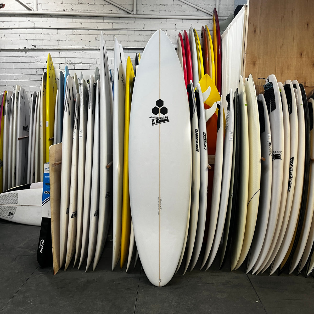 Channel Islands M23 7'2" secondhand surfboard top view