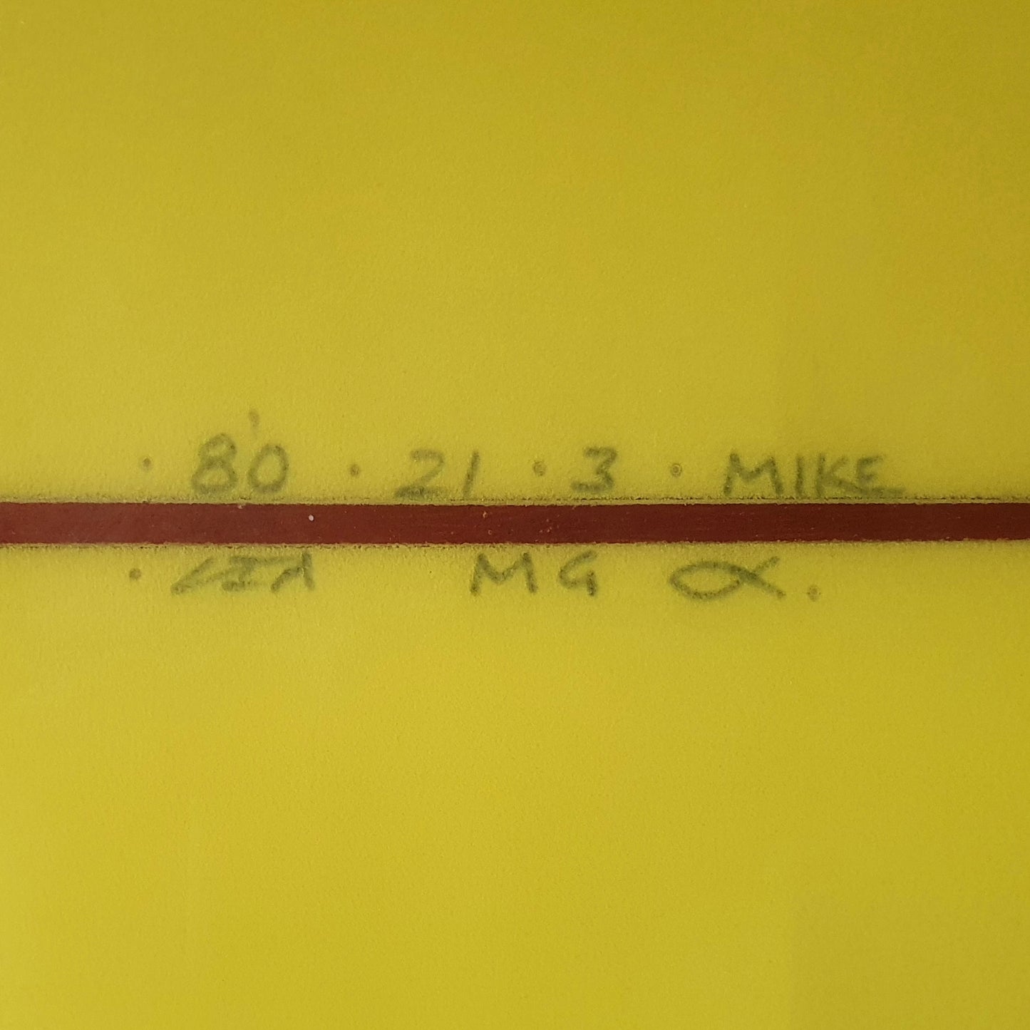 Channel Islands MG/Mavs Gun 8'0" secondhand surfboard dimensions close-up