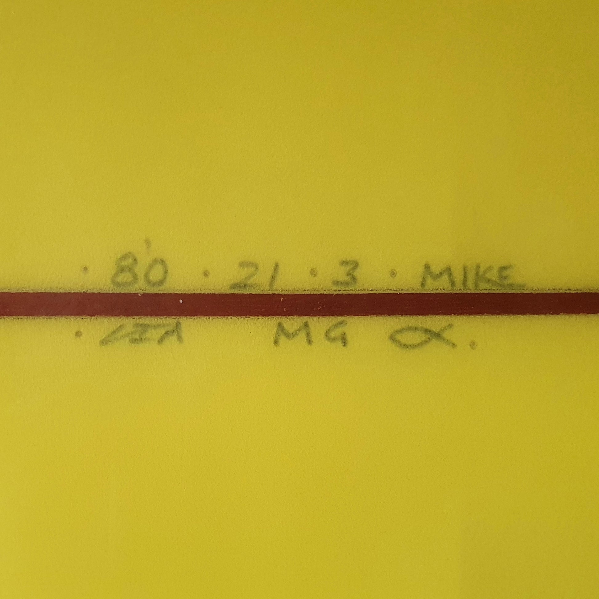Channel Islands MG/Mavs Gun 8'0" secondhand surfboard dimensions close-up
