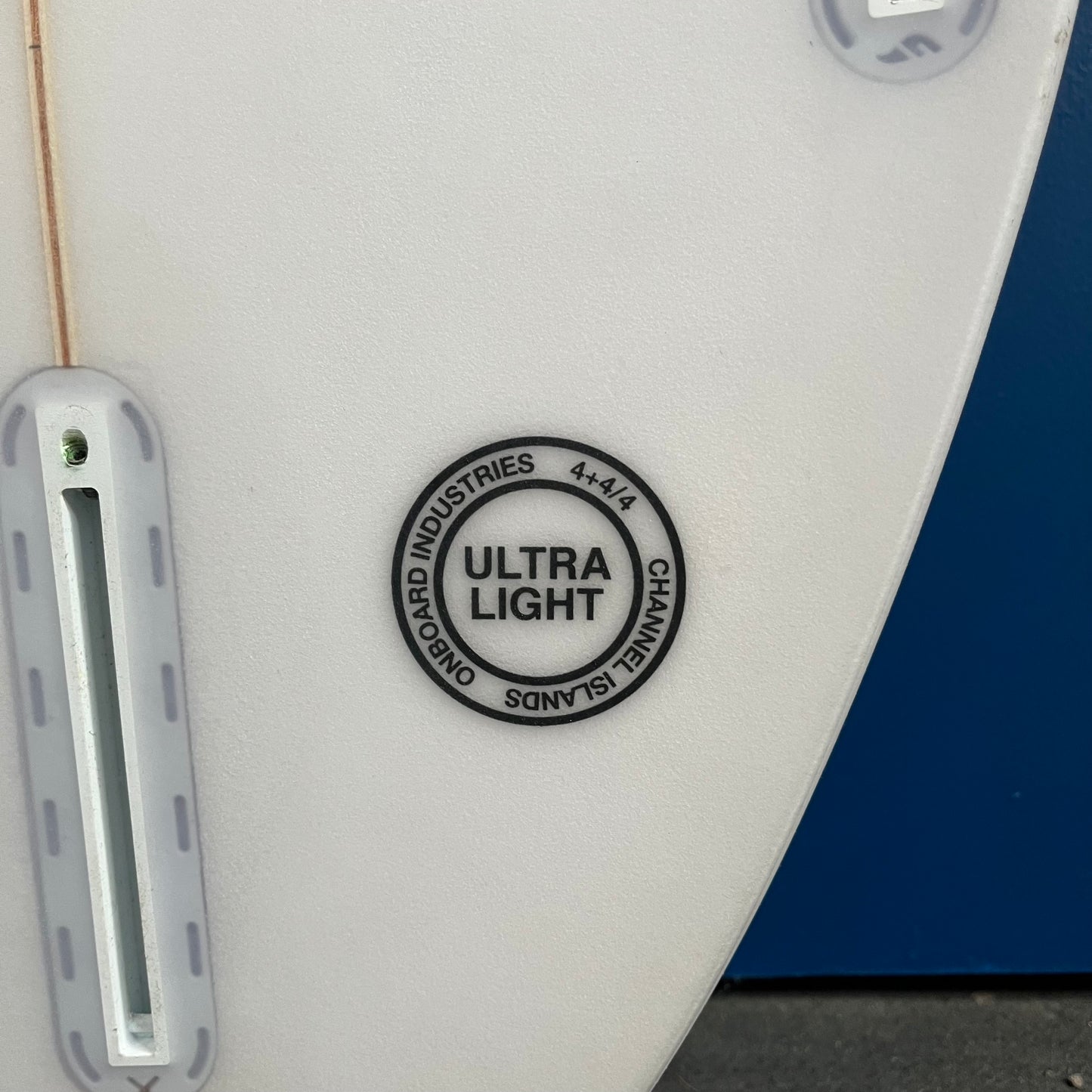 Channel Islands NeckBeard 3 5'8" secondhand surfboard construction close-up