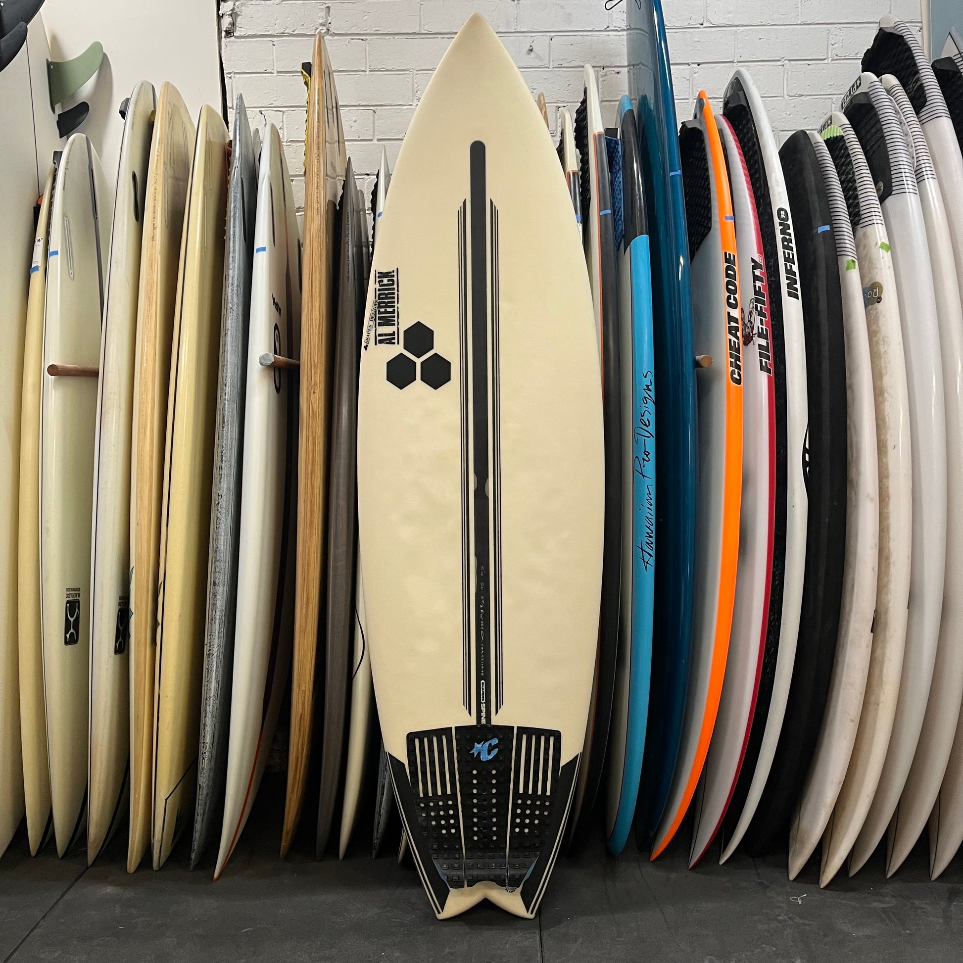 Channel Islands Rocket Wide 5'10" secondhand surfboard top view