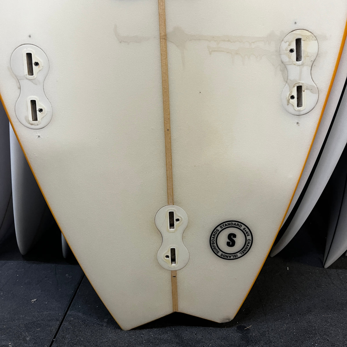 Channel Islands The Whip 6'6" secondhand surfboard fin box close-up