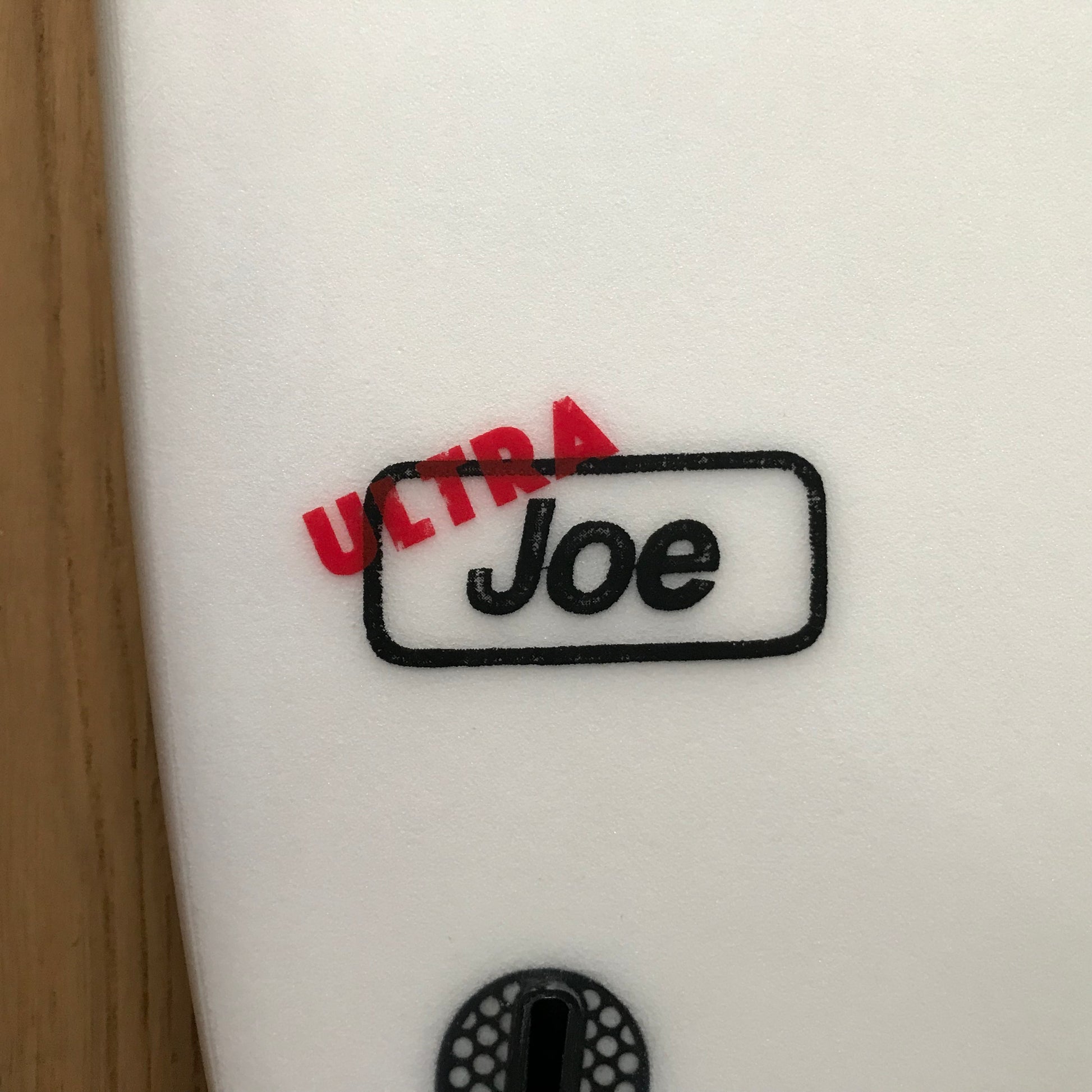 Channel Islands Ultra Joe 5'6" secondhand surfboard model logo close-up