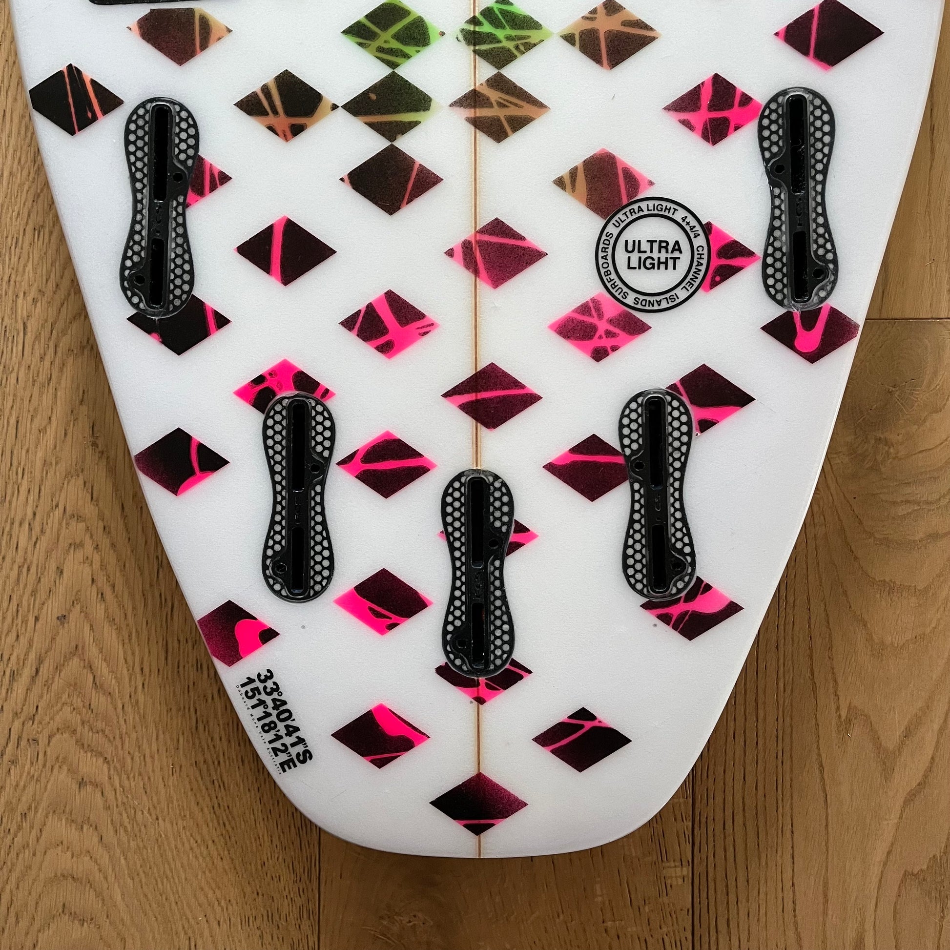 Channel Islands Ultra Joe 6'0" secondhand surfboard fin box close-up