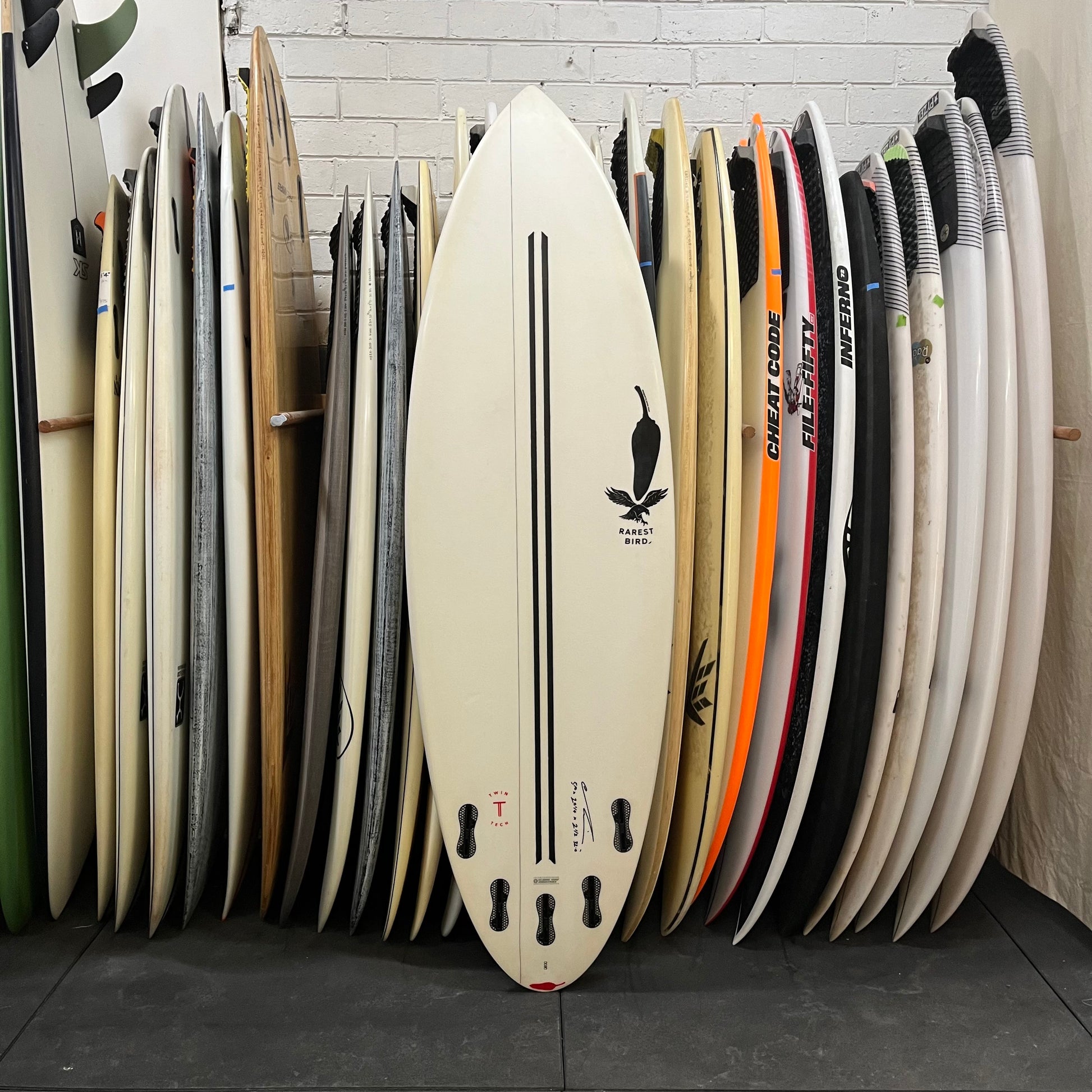Chilli Rarest Bird 5'10" secondhand surfboard bottom view