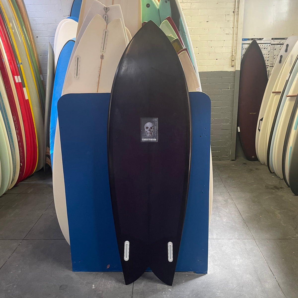 Christenson Fish 5'9" secondhand surfboard bottom view