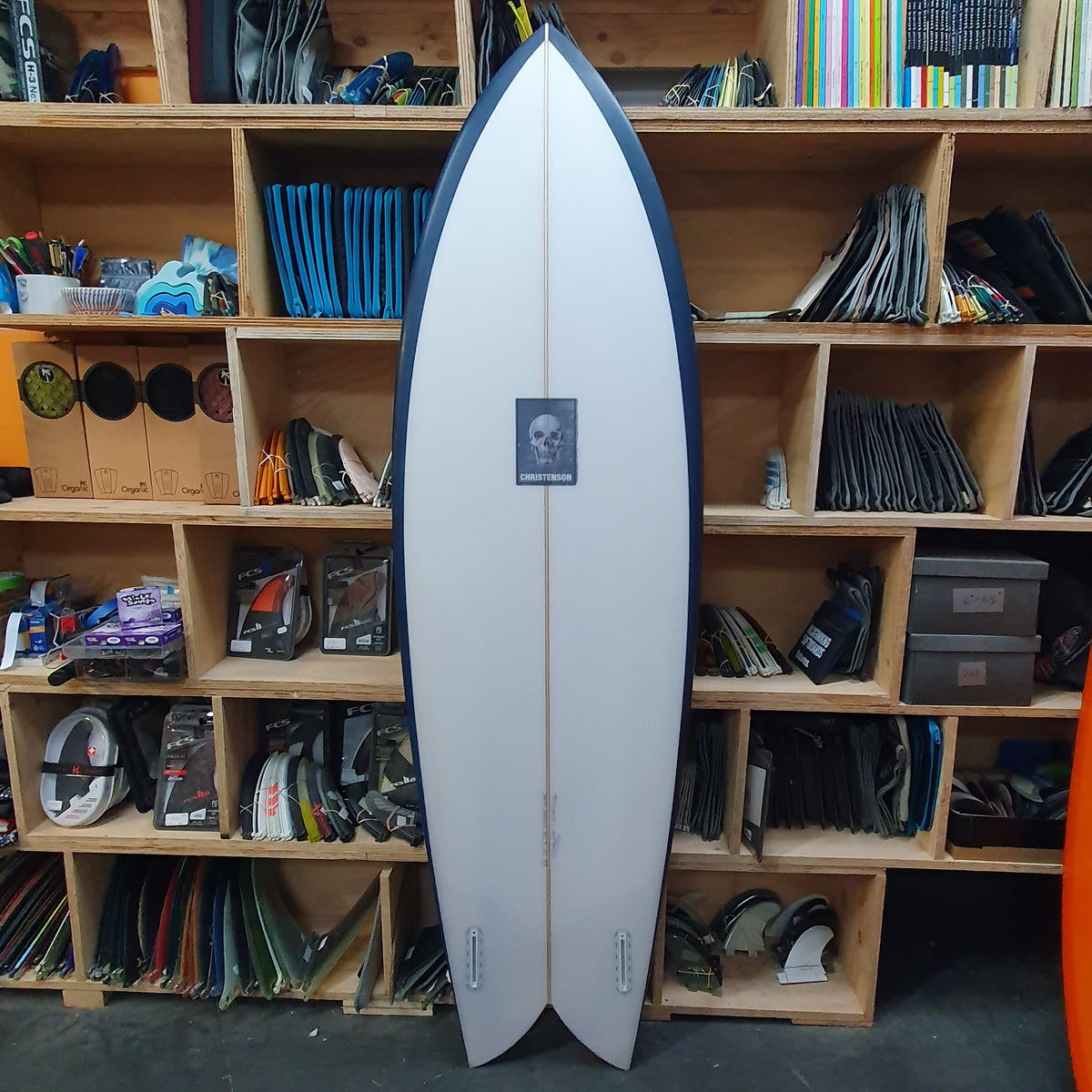 Christenson Fish 6'6" secondhand surfboard bottom view