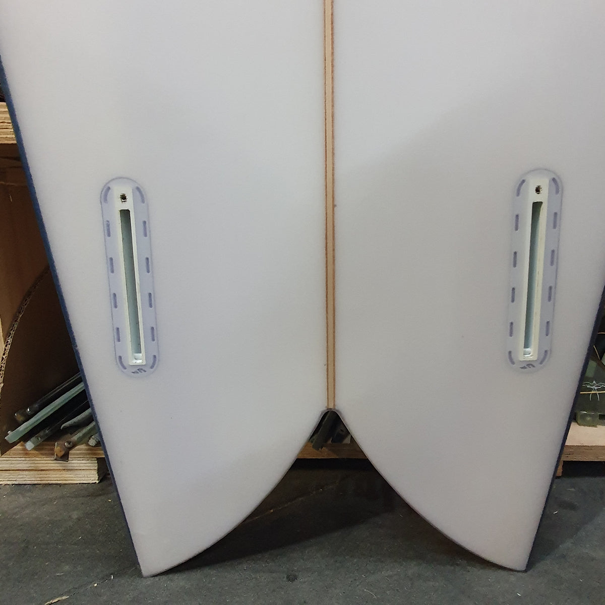 Christenson Fish 6'6" secondhand surfboard fin box close-up