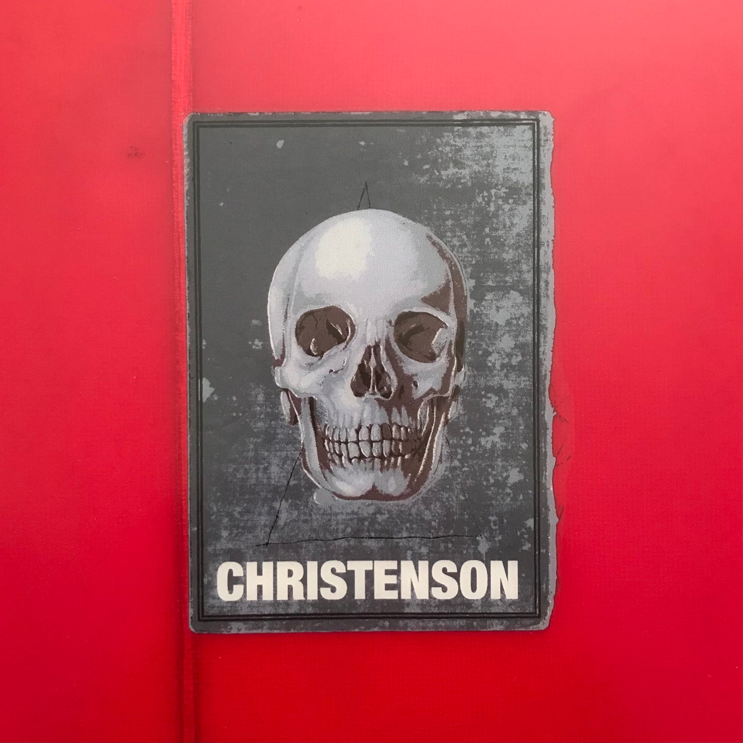 Christenson Flat Tracker 2 8'0" secondhand surfboard brand logo close-up