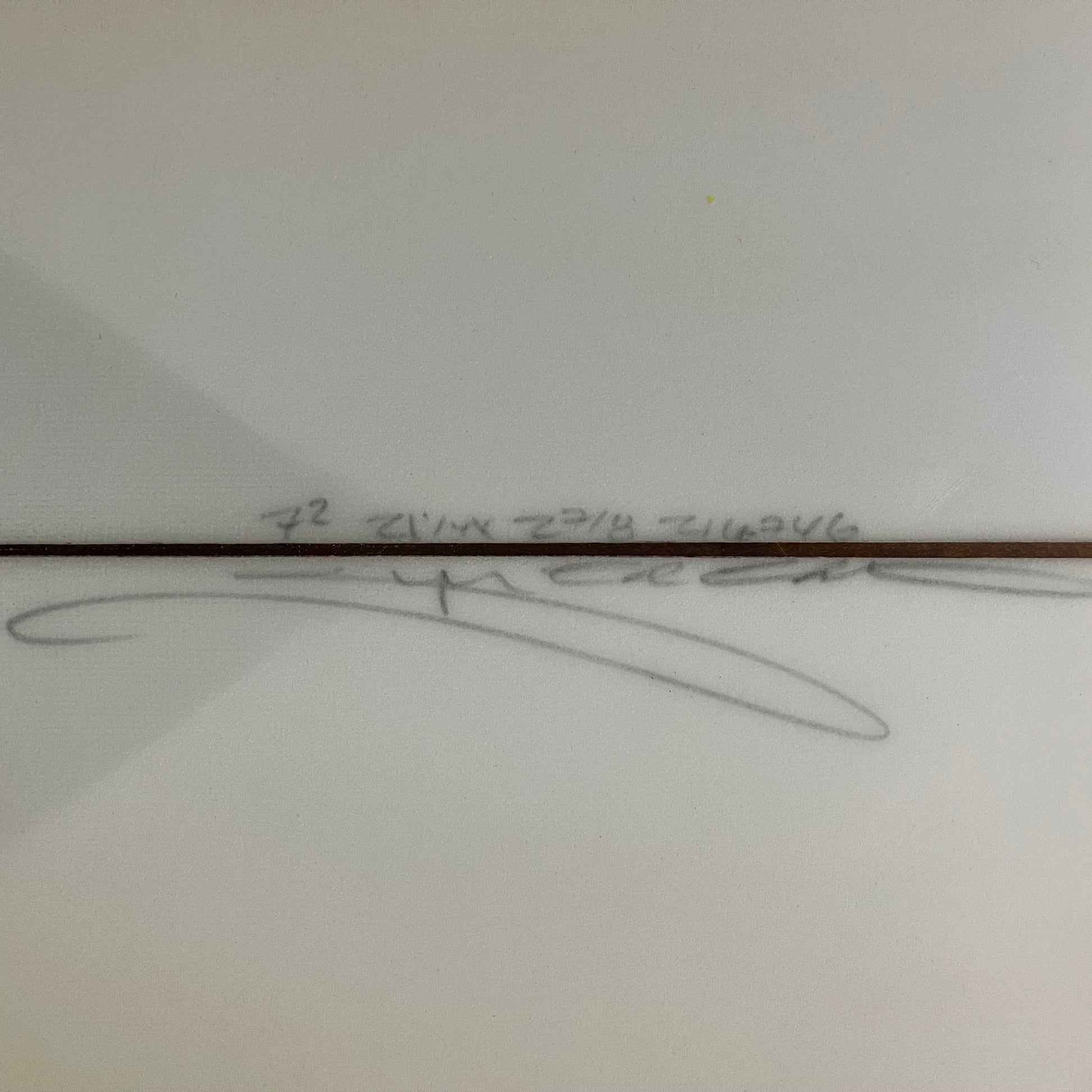 Christenson Flat Tracker 2 7'2" secondhand surfboard dimensions close-up