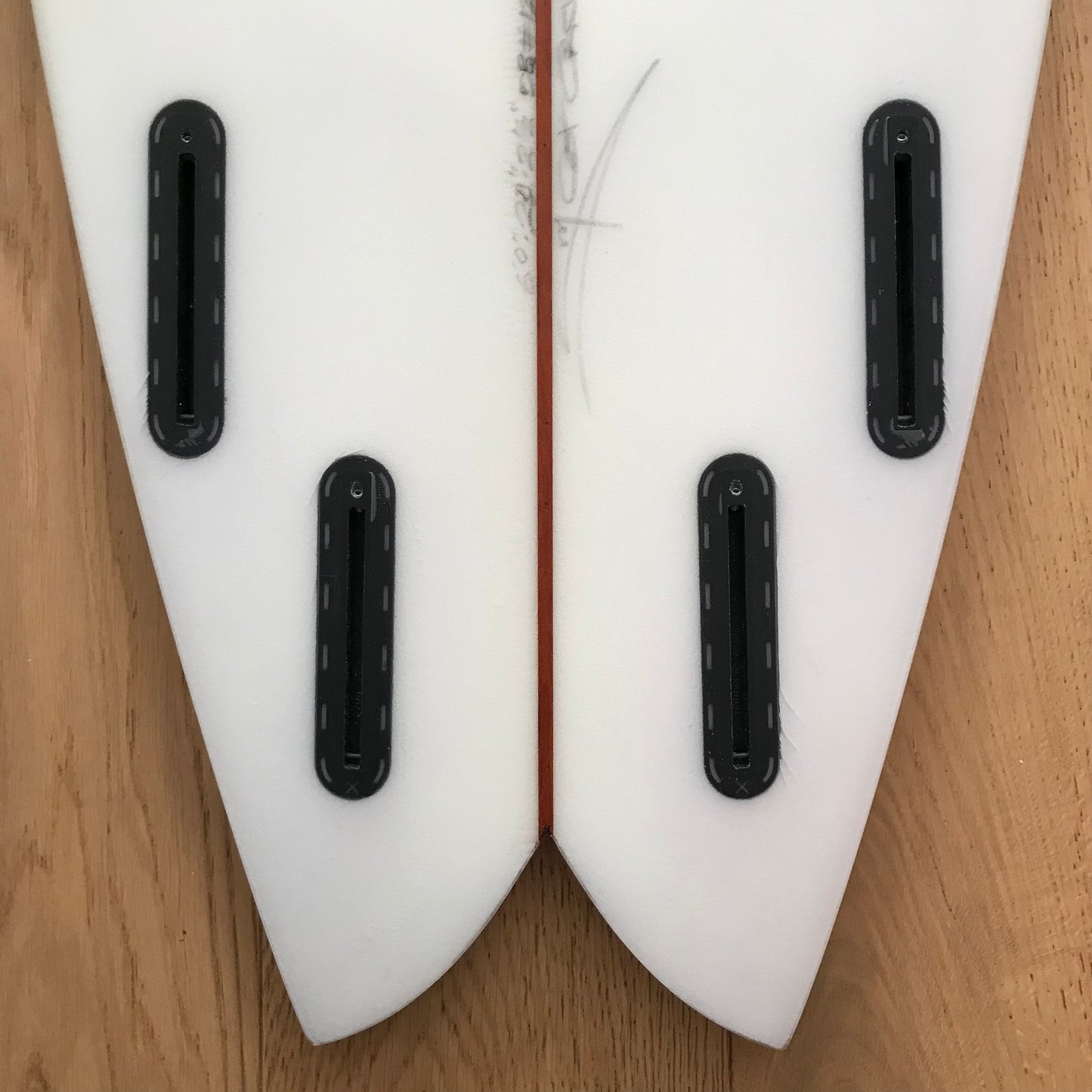 Christenson Nautilus 6'0" secondhand surfboard fin box close-up