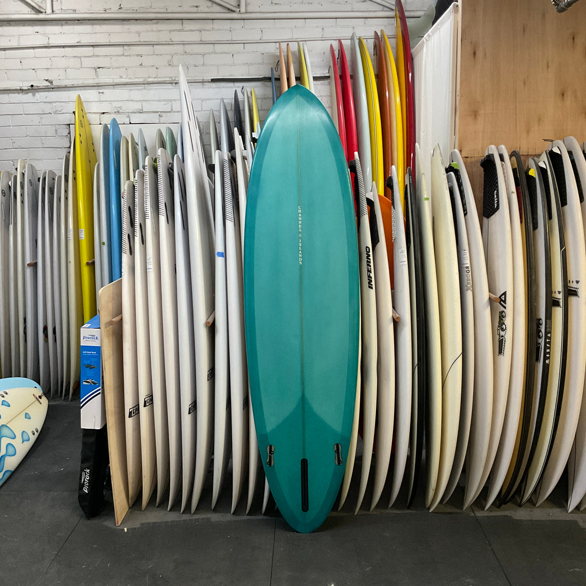 Channel Islands Mid Twin 7'0" secondhand surfboard bottom view