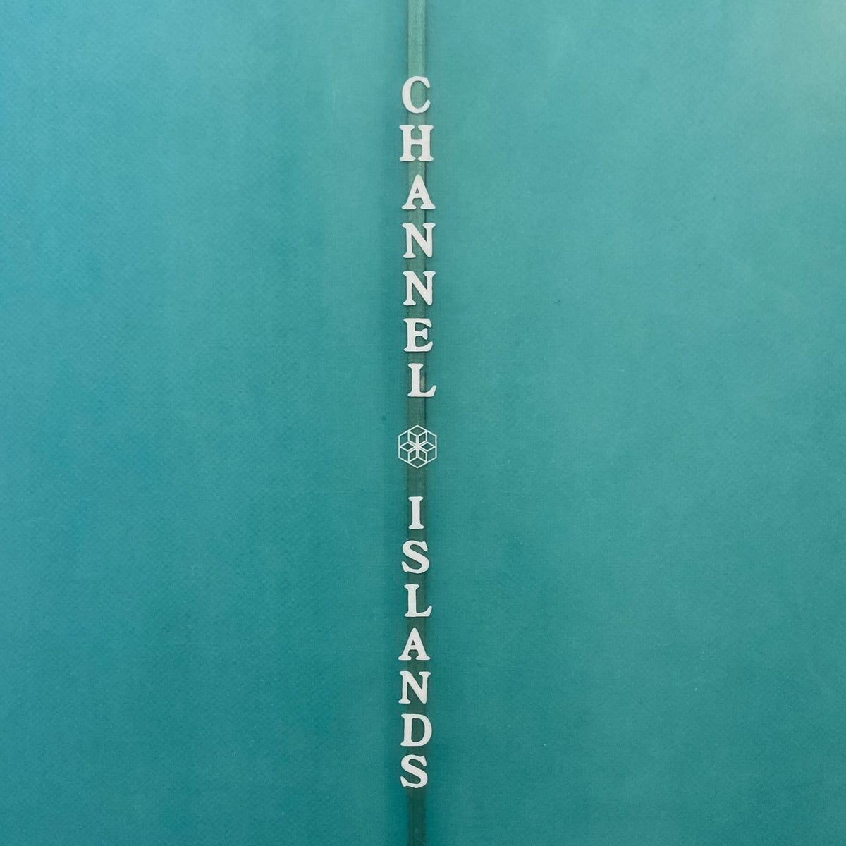 Channel Islands Mid Twin 7'0" secondhand surfboard brand logo name close-up