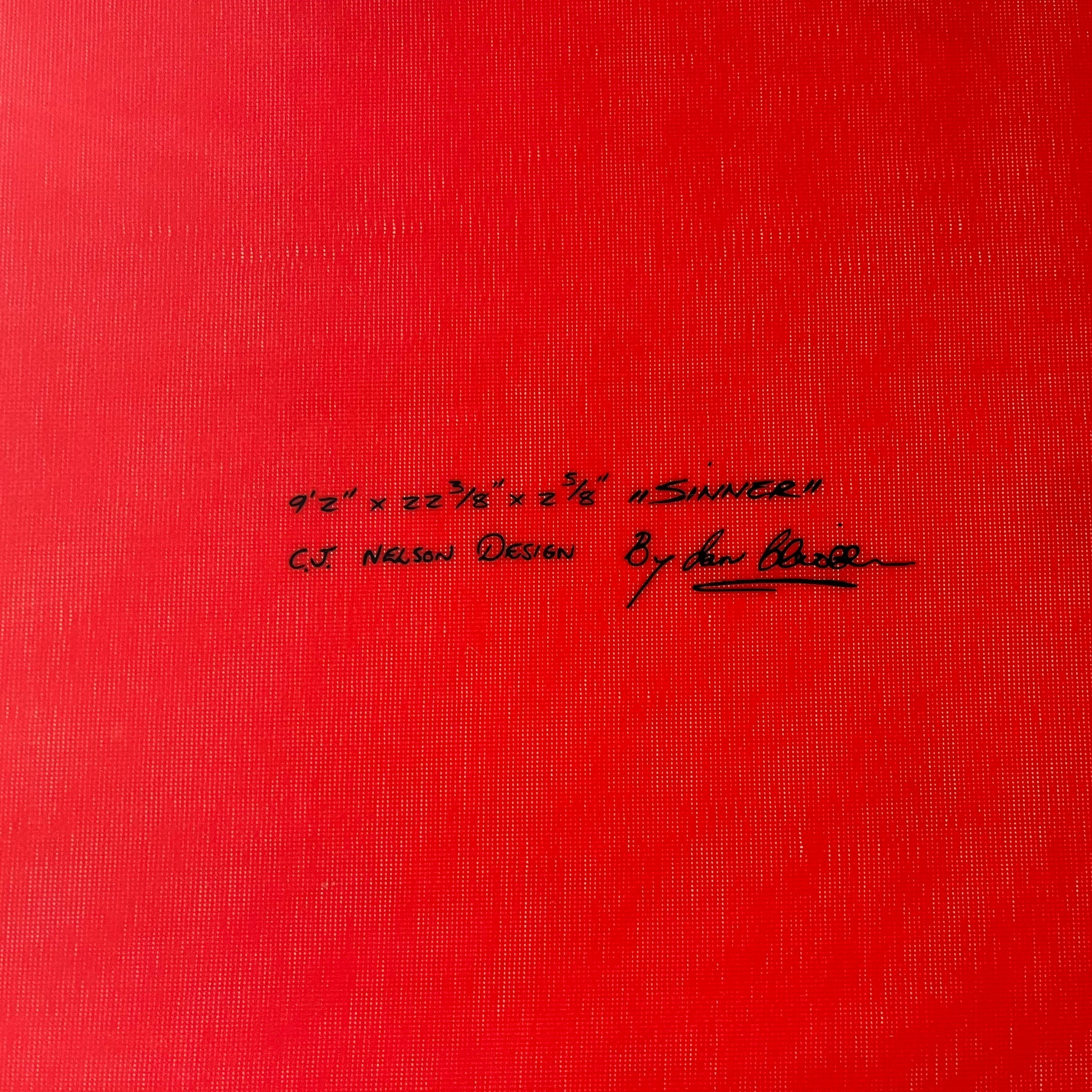 CJ Nelson Designs Surfboards The Sinner Xeon Red 9'2" secondhand surfboard dimensions close-up