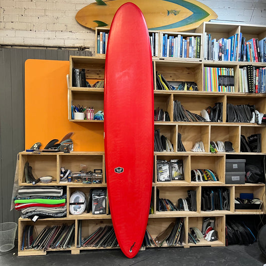CJ Nelson Designs Surfboards The Sinner Xeon Red 9'2" secondhand surfboard top view