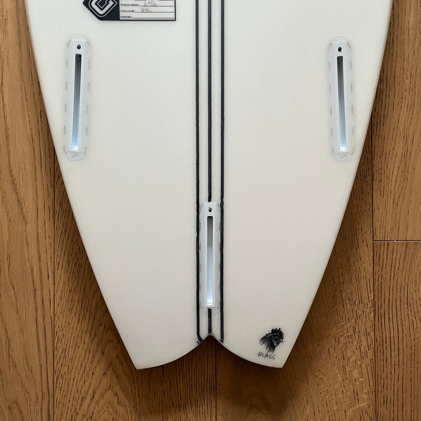 Clayton Surfboards Reflex 6'1" secondhand surfboard fin box close-up