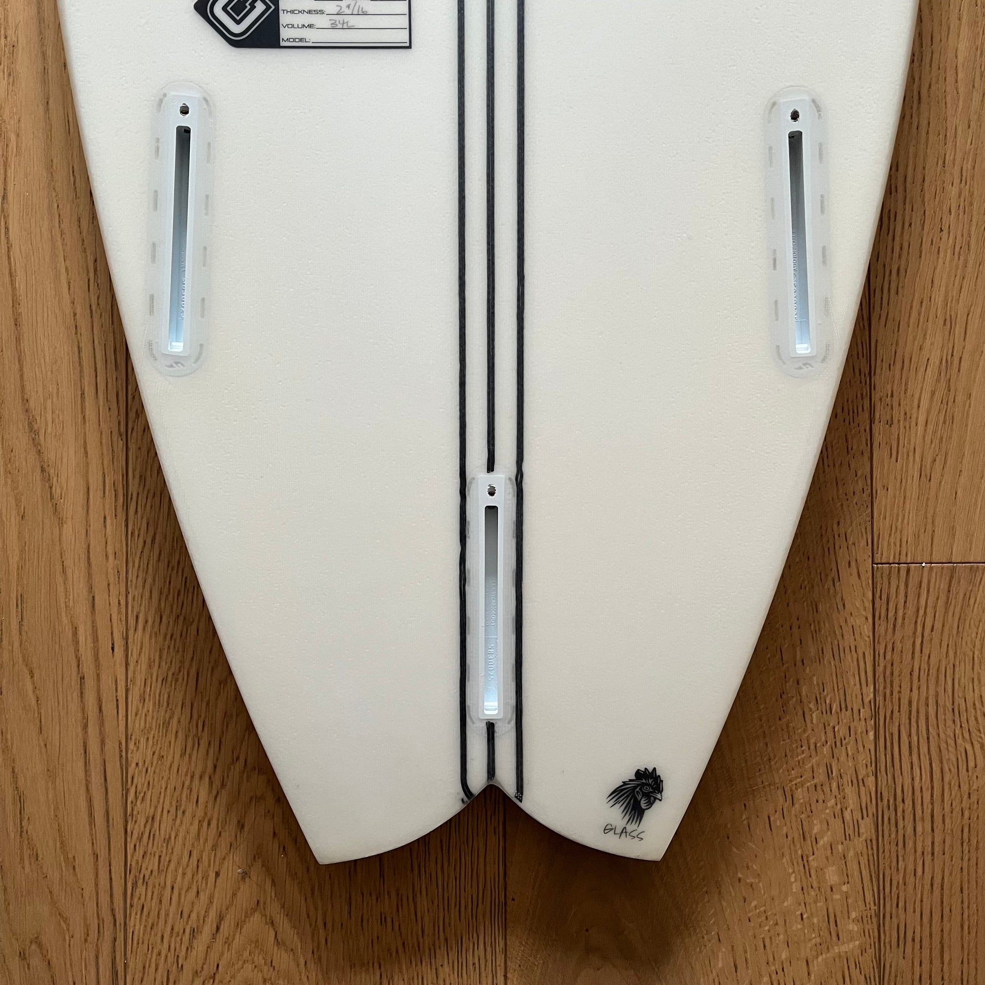 Clayton Surfboards Reflex 6'1" secondhand surfboard fin box close-up