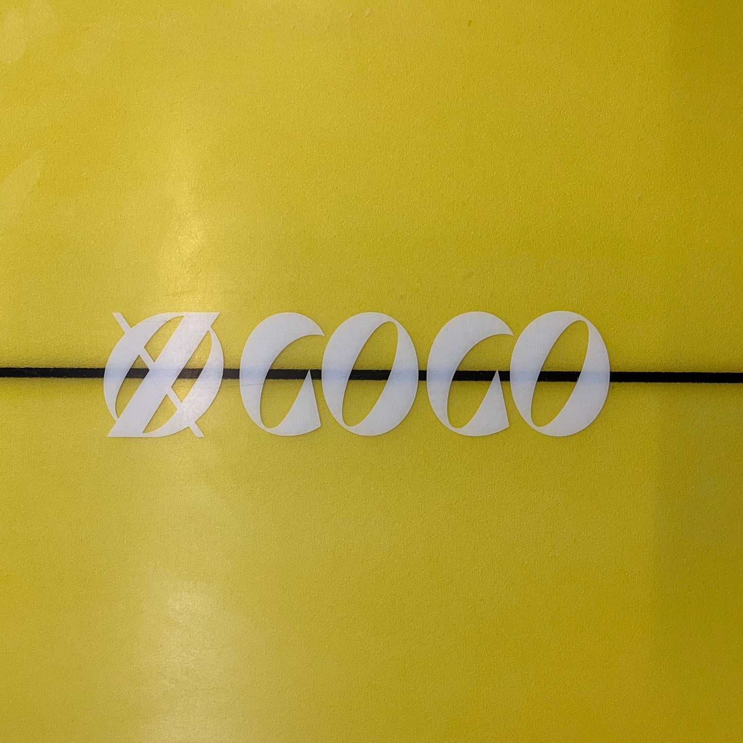 XO Coco Halcyon 6'9" secondhand surfboard brand logo name close-up