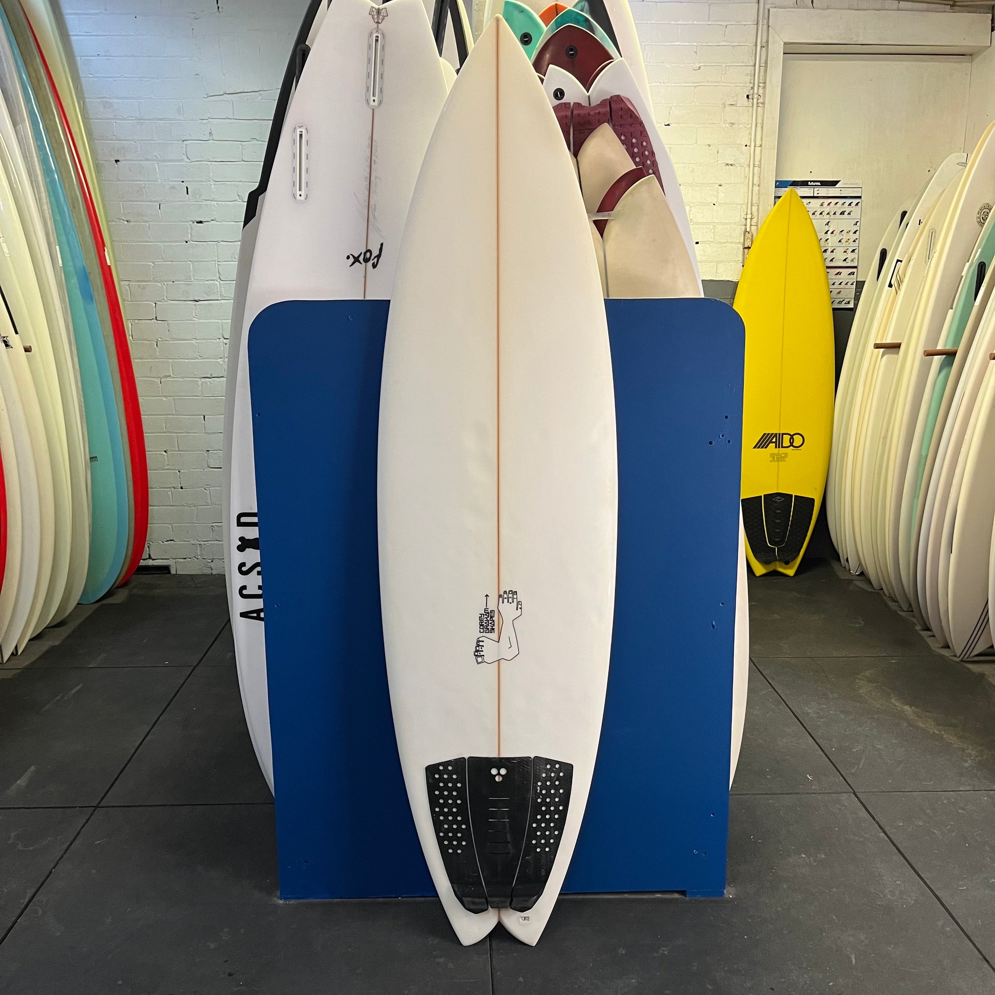 Corey Graham Shapes custom swallow tail 6'0" secondhand surfboard top view