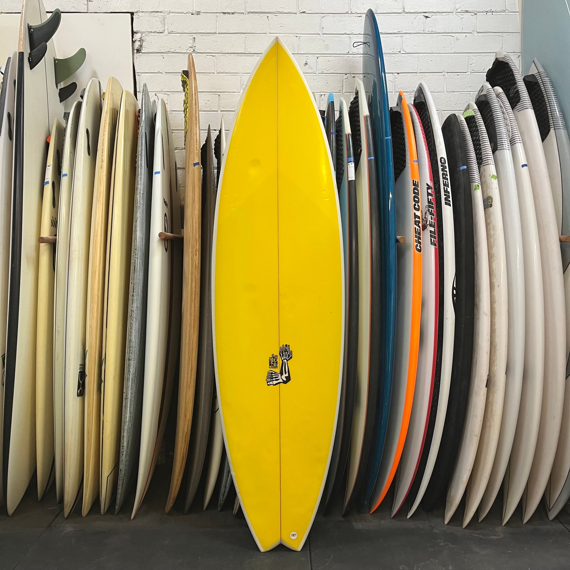 Corey Graham Shapes swallow tail 6'1" secondhand surfboard top view