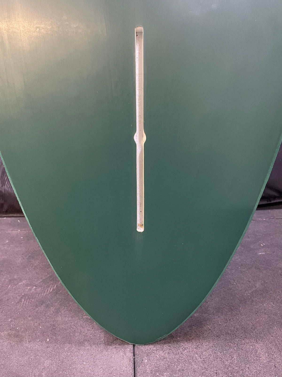 Crime Glider 12'1" secondhand surfboard fin box close-up