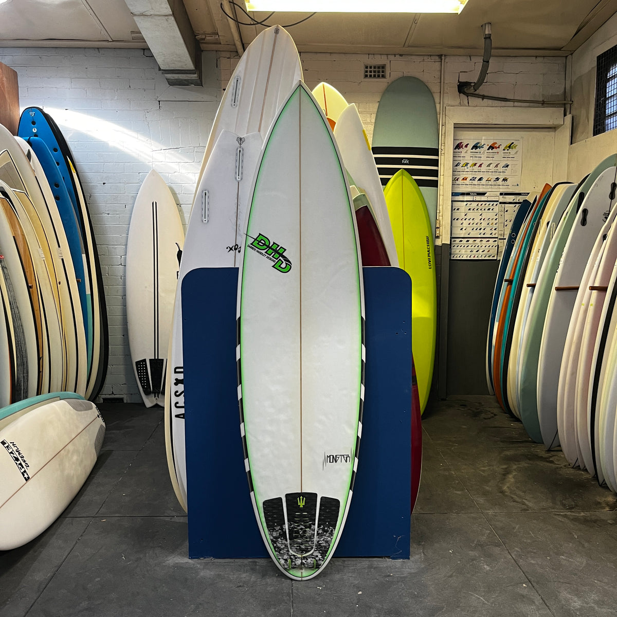 DHD Monster 6'10" secondhand surfboard top view