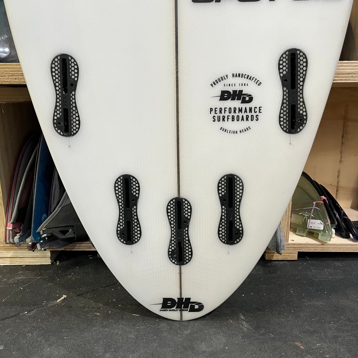 DHD Darren Handley Designs Sweet Spot 3.0 6'5" secondhand surfboard fin box close-up